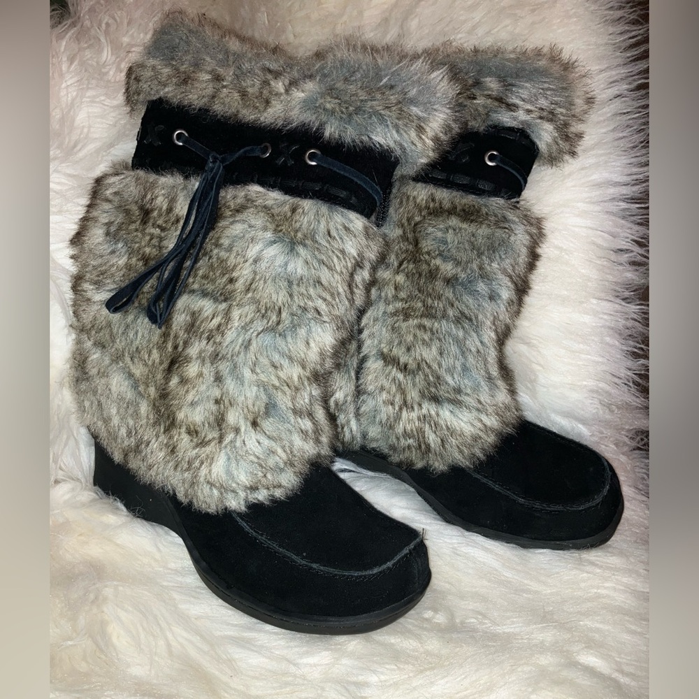 Suede Faux fur NATURALIZER womens wedge mid calf boots - Picture 2 of 15
